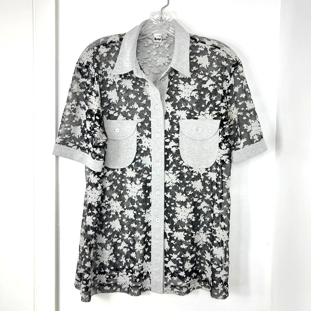 Y2K Tru women's sheer blouse size 40 see description for measurements